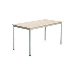 Stahlrohrtisch, quadratische Tischbeine, 160x80 cm Buche hell, Stahlfarbe wei�aluminium, Kunststoffgleiter