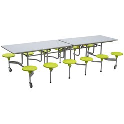 Tisch-Sitz-Kombination rechteckig, Sitzh�he 43,5 cm, Tischfarbe: grau gesprenkelt, Hocker hellgr�n