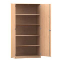 Flexeo Hochschrank mit 5 gro�en F�chern und T�ren, Buche hell, Schloss, Tiefe: 50 cm