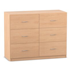 Flexeo H�ngeregister-Schrank mit Sockel, Buche hell, 6 gro�e Schubladen HxBxT: 99,1 x 126,4 x 60 cm