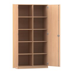 Flexeo Hochschrank, Ahorn honig mit 10 F�chern und T�ren, 190 x 94,4 x 60 cm, Bogengriff mit Schloss
