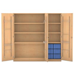 Flexeo Musikschrank, Buche hell mit 6 gro�en Boxen blau, Schloss, (H x B x T): 190 x 190,5 x 60 cm