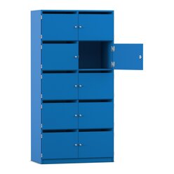 Flexeo� Schlie�fachschrank blau, 10 F�cher mit Briefschlitz, HxBxT: 190x94,4x40 cm