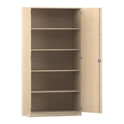 Flexeo Hochschrank mit Dreht�ren, Ahorn honig, 4 Fachb�den, HxBxT: 94,4 x 190 x 60 cm, Schloss