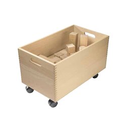 Puzzle-Container: Fr�bel-Baukl�tze natur in der Truhe: Inhalt 126 Bausteine, Buche natur