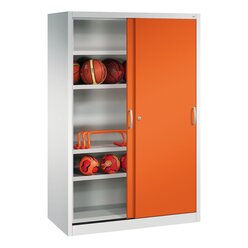 C+P Sportger�teschrank, 1950x1200x600mm, Korpus RAL 7035 Lichtgrau, Front RAL 2004 Reinorange