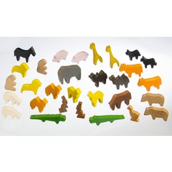 Alle meine Tiere, 30 farbig lackierte Hartholzfiguren in Geschenkdose