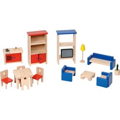 M�bel f�r Puppenhaus Maxi, 23 Teile aus Holz, ab 3 Jahre