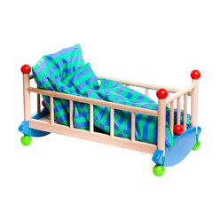 Puppenwiege mit Kissen und Decke, ab 12 Monate