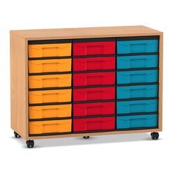 Flexeo� Regal, Buche hell mit 3 Reihen, Boxen bunt, Stellf��e, HxBxT: 72,8x94,8x40,8 cm