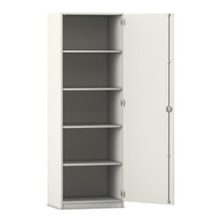 Flexeo Hochschrank wei�, 1 T�r, Bodengriff mit Schloss, 4 Fachb�den 190 x 64,1 cm, T�ranschlag rechts, Tiefe 50 cm