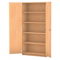 Flexeo Klassenschrank, HxBxT 200x100x50 cm, 4 Fachb�den, Buche hell, Dreholive mit Schloss