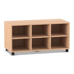 Flexeo� Regal PRO, Buche hell, 3 Reihen, 6 F�cher, 54,3 x 108,5 x 48 cm, Rollen