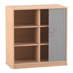 Flexeo� Rollladenschrank, Buche hell, 4 Fachb�den, Mittelwand, 99,1 x 94,4 x 48 cm