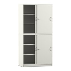 Flexeo� Schiebet�renschrank wei�, 4 Fachb�den 4 T�ren, 190 x 94,4 cm x 38 cm