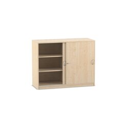 Flexeo� Schiebet�renschrank, Ahorn honig, 6 F�cher, Mittelwand, HxBxT 99,1 x 126,4 x 48 cm