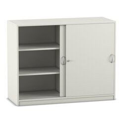 Flexeo�  Schiebet�renschrank, Dekor wei� mit 6 F�chern, HxBxT 99,1 x 126,4 x 48 cm