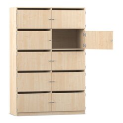 Flexeo� Schlie�fachschrank Ahorn honig, 10 F�cher mit Briefschlitzen, HxBxT: 190 x 126,4 x 50 cm