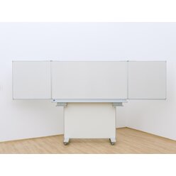 Gestell-Klappschiebetafel, fahrbar und GS-gepr�ft, wei�, 150x100cm