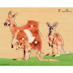 Holz-Puzzle realistisch K�nguru, Mutter mit Jungtier, ab 2 Jahre