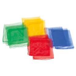 Jongliert�cher - 4 Farben 68 x 68 cm, 12er-Set, rot, blau, gelb, gr�n