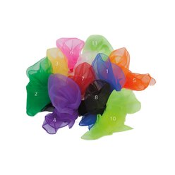 Jongliert�cher neongr�n, chiffon, 68 x 68 cm, 12er-Pack