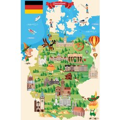 Leinenkarte in Schulausf�hrung, Kinderkarte Deutschland