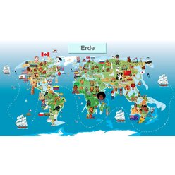 Leinenkarte in Schulausf�hrung, Kinderkarte Welt