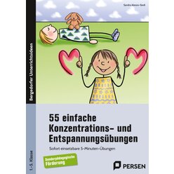 55 einfache Konzentrations- und Entspannungs�bungen, Buch, 1.-5. Klasse