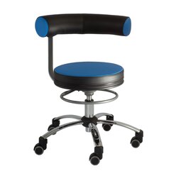 Sanus Gesundheitsstuhl 36-43 cm, Stoff blau/schwarz, Rollen mit Feststeller