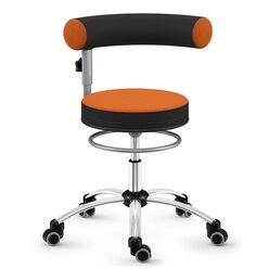 Sanus�-Gesundheitsstuhl 42-51 cm mit h�henverstellbarer Lehne, Stoff orange/schwarz, mit B�rorollen