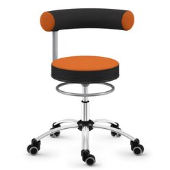Sanus�-Gesundheitsstuhl 46-54 cm, Stoff orange/schwarz, Rollen mit Feststeller