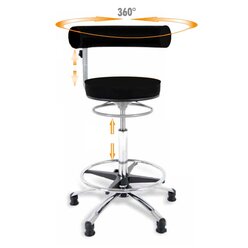 Sanus-Hochstuhl, Sitzh�he 63-89 cm, mit h�henverstellbarer Lehne, Kunstleder schwarz, Gleiter