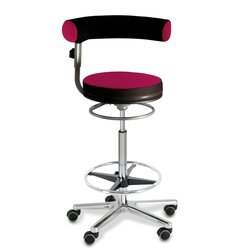Sanus-Hochstuhl, Sitzh�he 63-89 cm, Lehne h�henverstellbar, Stoff schwarz/pink, mit Rollstopp