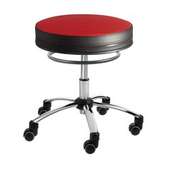 Sanus�-Hocker, 35-41 cm, Kunstleder rot/schwarz, mit Rollstopp