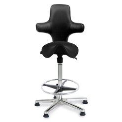 Sanus B�rostuhl Variowip Hochstuhl, Sattel, Leder, 58-85 cm, schwarz, Fu�ring, auf Gleitern