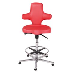 Sanus B�rostuhl Variowip Hochstuhl, Leder, 58-85 cm, rot, Fu�ring, auf Gleitern