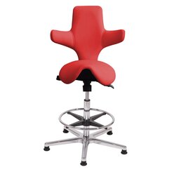 Sanus B�rostuhl Variowip Hochstuhl, Sattel, Leder, 58-85 cm, rot, Fu�ring, auf Gleitern