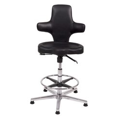 Sanus B�rostuhl Variowip Hochstuhl, Leder, 58-85 cm, schwarz, Fu�ring, auf Gleitern