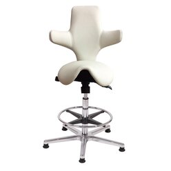 Sanus B�rostuhl Variowip Hochstuhl, Sattel, Leder, 58-85 cm, wei�, Fu�ring, auf Gleitern