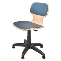 Lehrerdrehstuhl, Fachraumstuhl, feststehend, Gasfeder h�henverstellbar 39-52 cm, Polster adriatic, Filzgleiter
