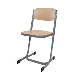 Sch�lerstuhl mit Doppel-U-Fu�, Buche natur, h�henverstellbar 34-38-42 cm, Gestellfarbe RAL 9006 Wei�aluminium