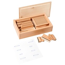 Stempel mit Farbigen Perlenst�bchen, 11 St�ck in Holzbox