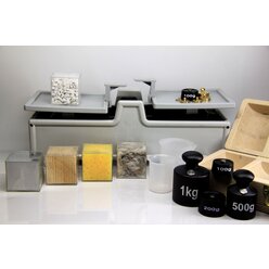 Gewichtevergleichssatz mit Tafelwaage und Gewichten